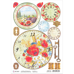 Ciao Bella Rice Paper A4 Tuscan Clocks-1