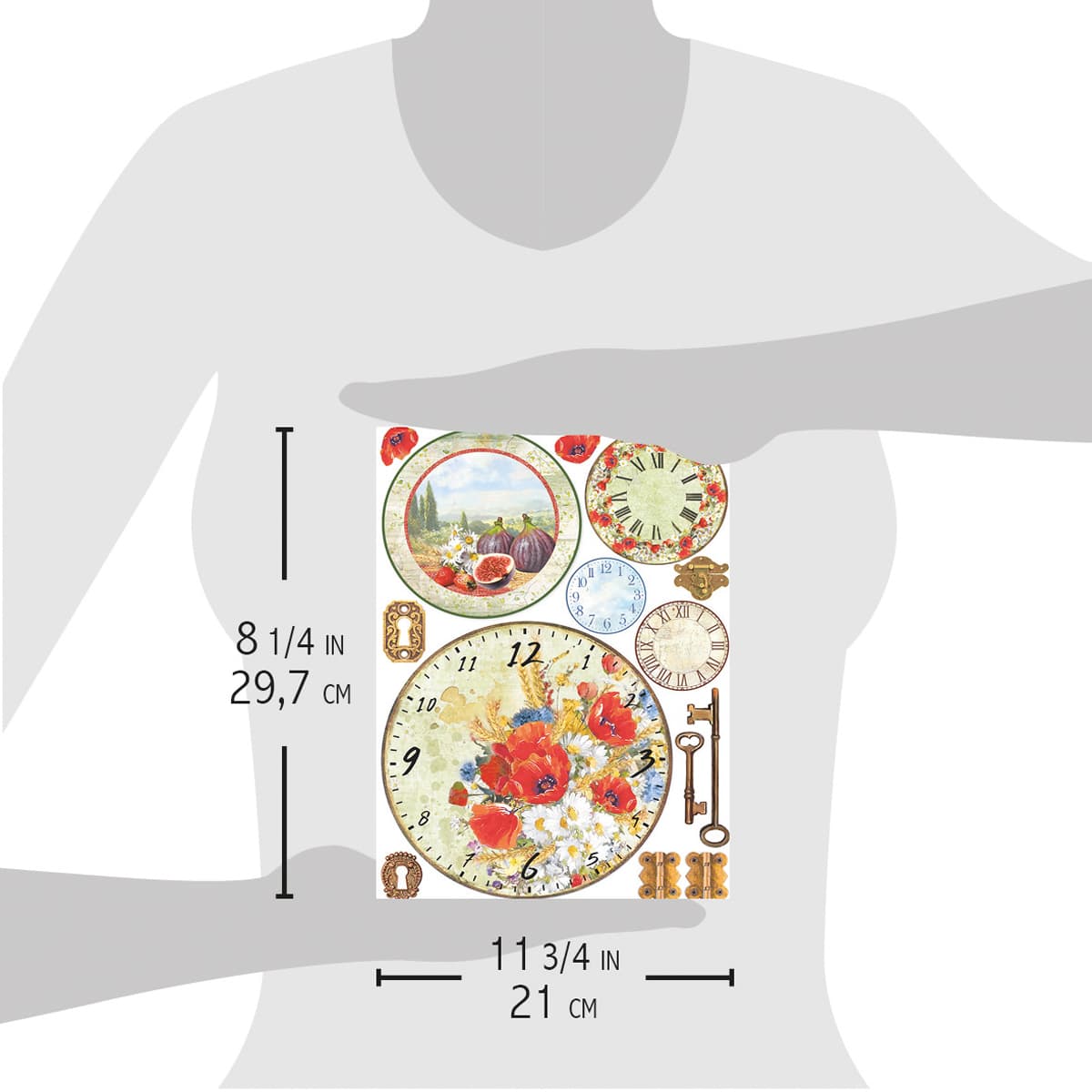 Ciao Bella Rice Paper A4 Tuscan Clocks-2