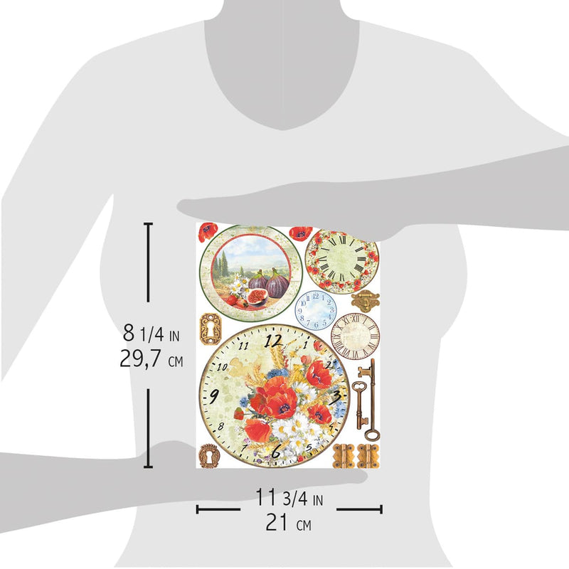 Ciao Bella Rice Paper A4 Tuscan Clocks-2
