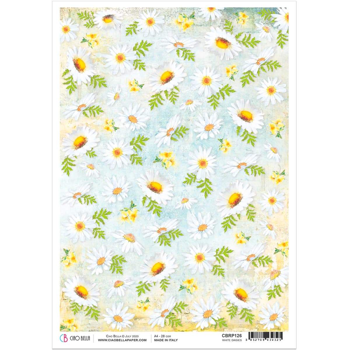 Ciao Bella Rice Paper A4 White Daisies-1