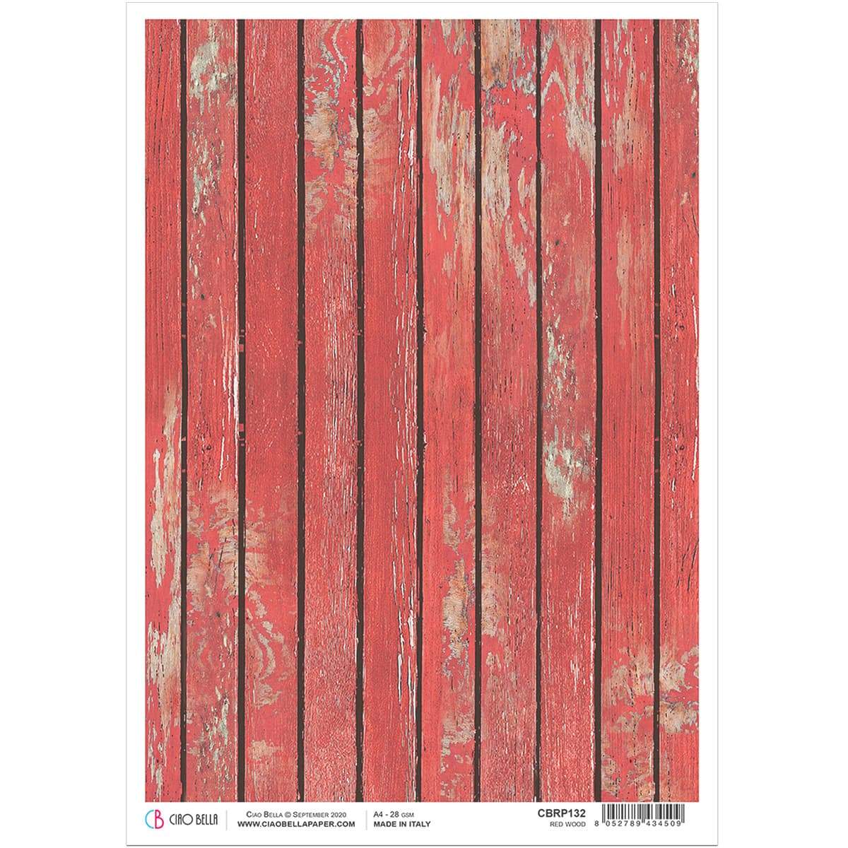 Ciao Bella Rice Paper A4 Red Wood-1