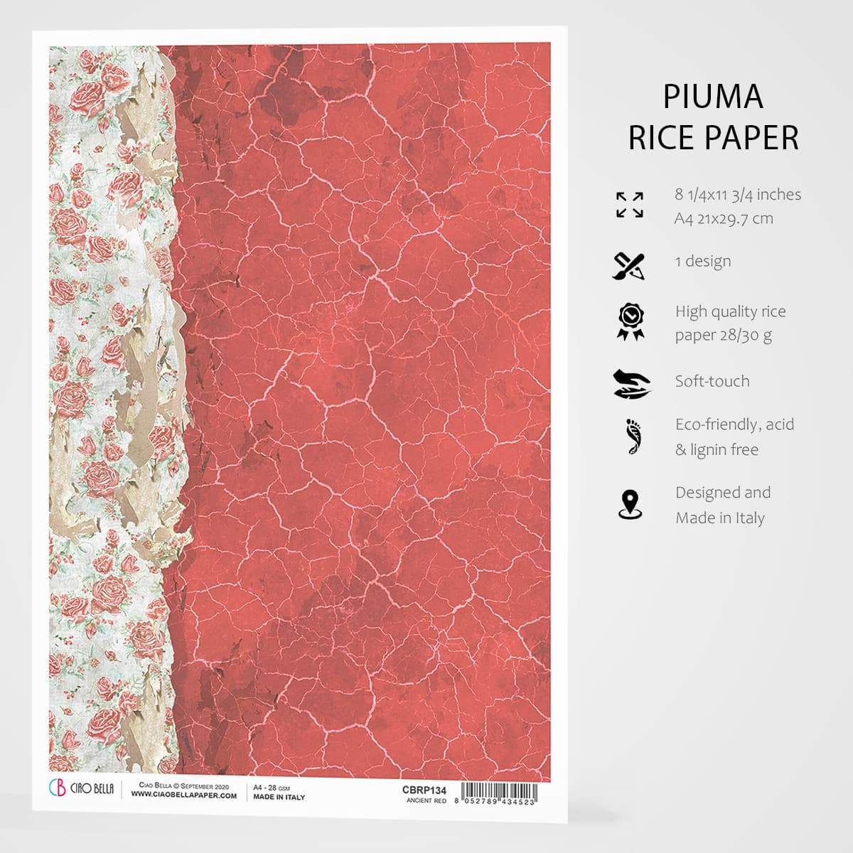 Ciao Bella Rice Paper A4 Ancient Red-3