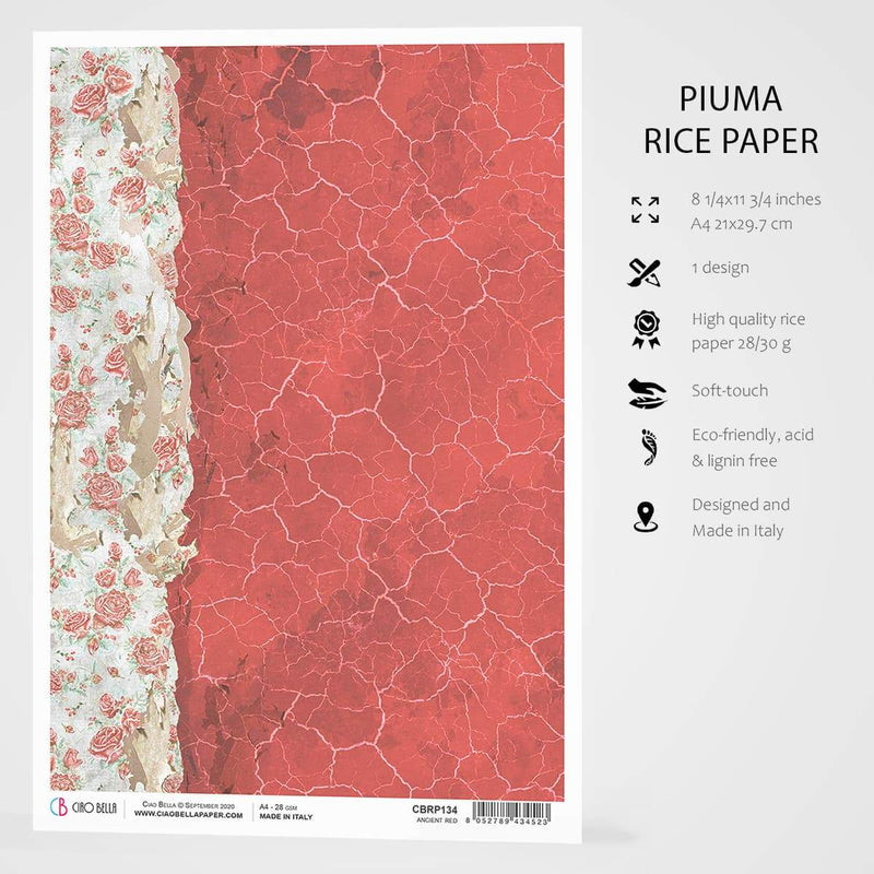 Ciao Bella Rice Paper A4 Ancient Red-3