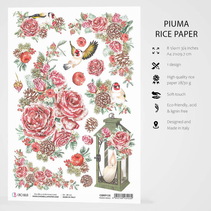 Ciao Bella Rice Paper A4 Frozen Roses-3