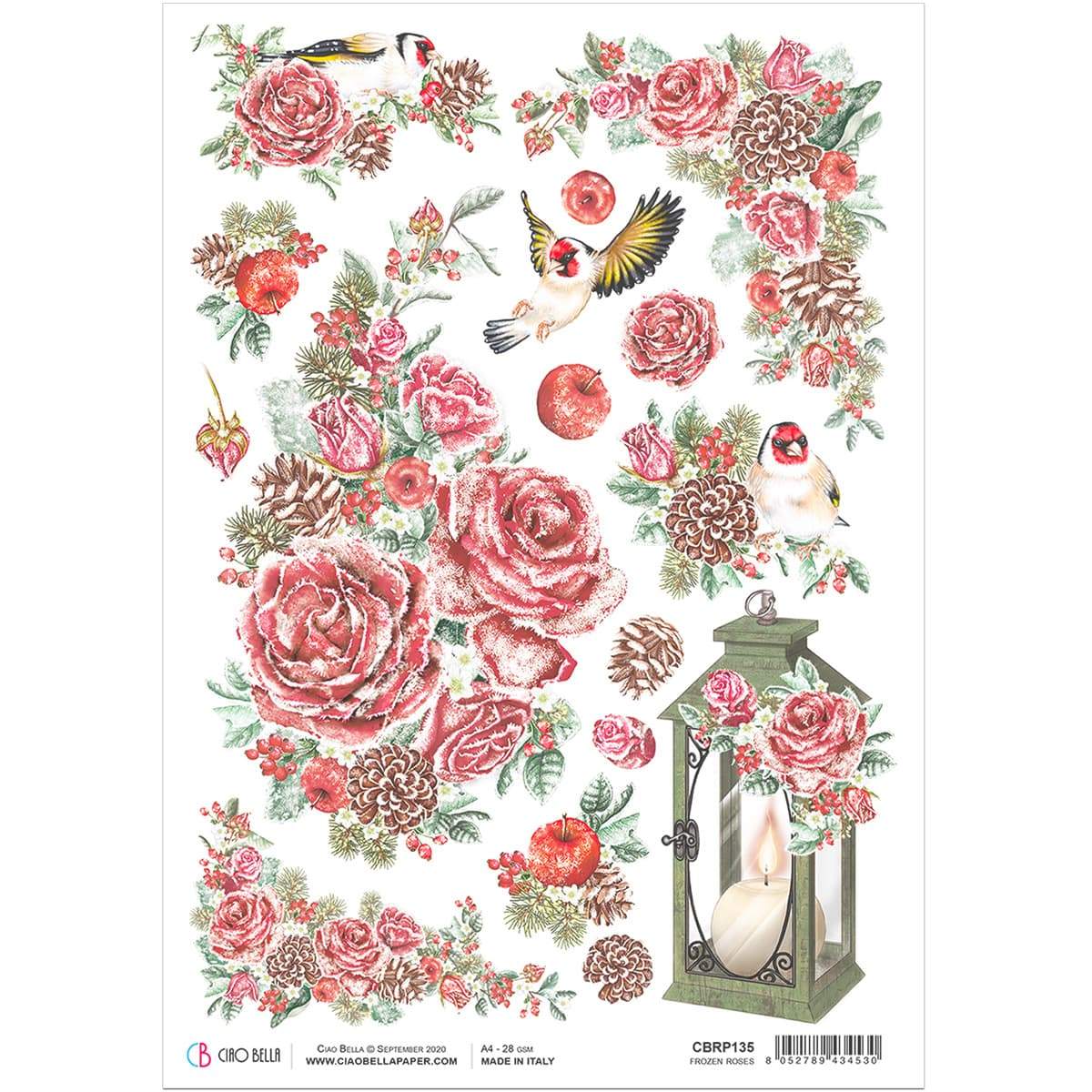Ciao Bella Rice Paper A4 Frozen Roses-1