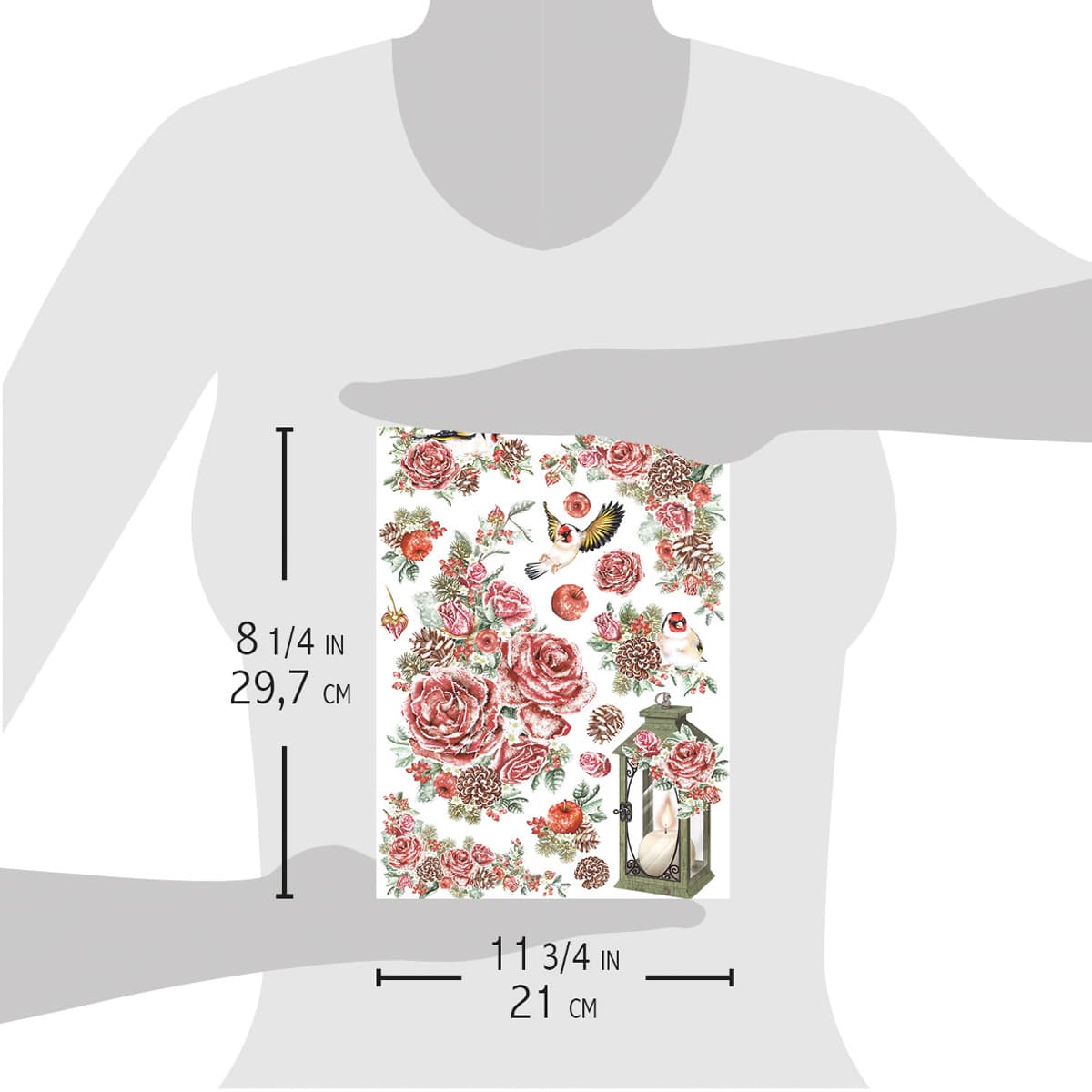 Ciao Bella Rice Paper A4 Frozen Roses-2