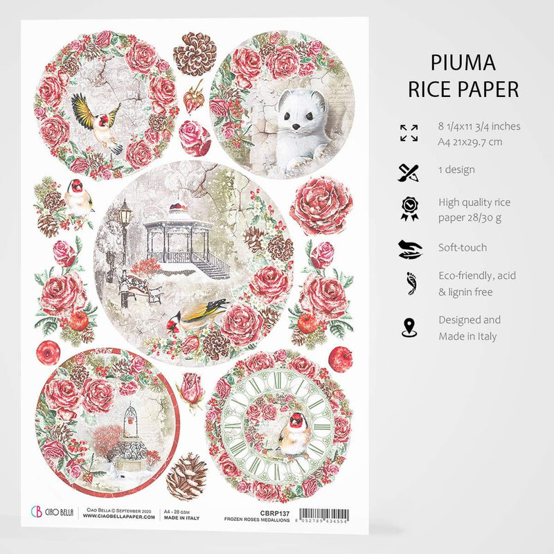 Ciao Bella Rice Paper A4 Frozen Roses Medallions-3