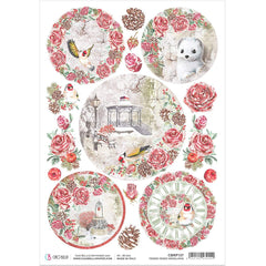Ciao Bella Rice Paper A4 Frozen Roses Medallions-1