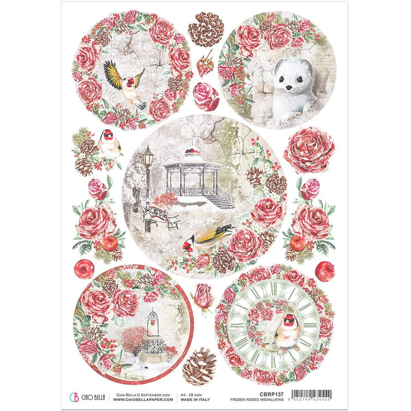 Ciao Bella Rice Paper A4 Frozen Roses Medallions-1