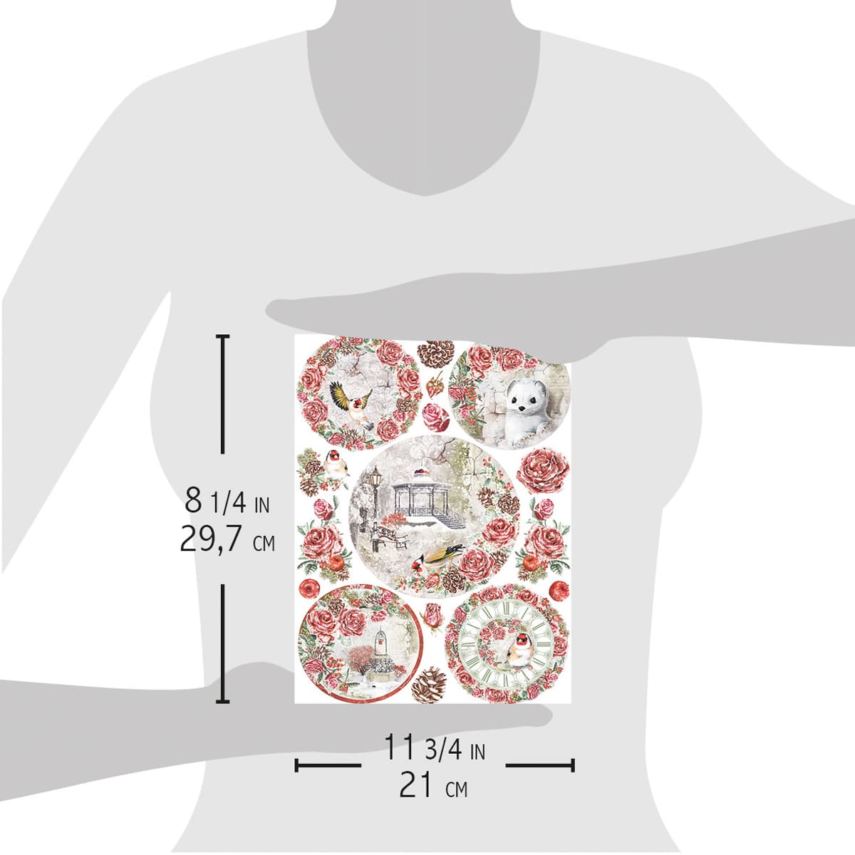 Ciao Bella Rice Paper A4 Frozen Roses Medallions-2