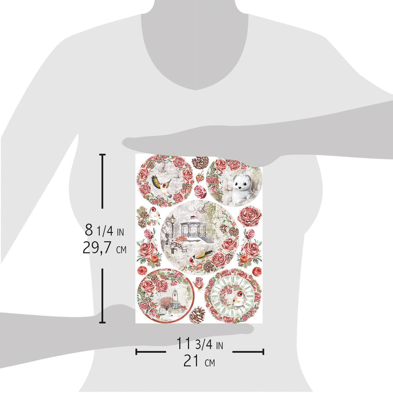 Ciao Bella Rice Paper A4 Frozen Roses Medallions-2