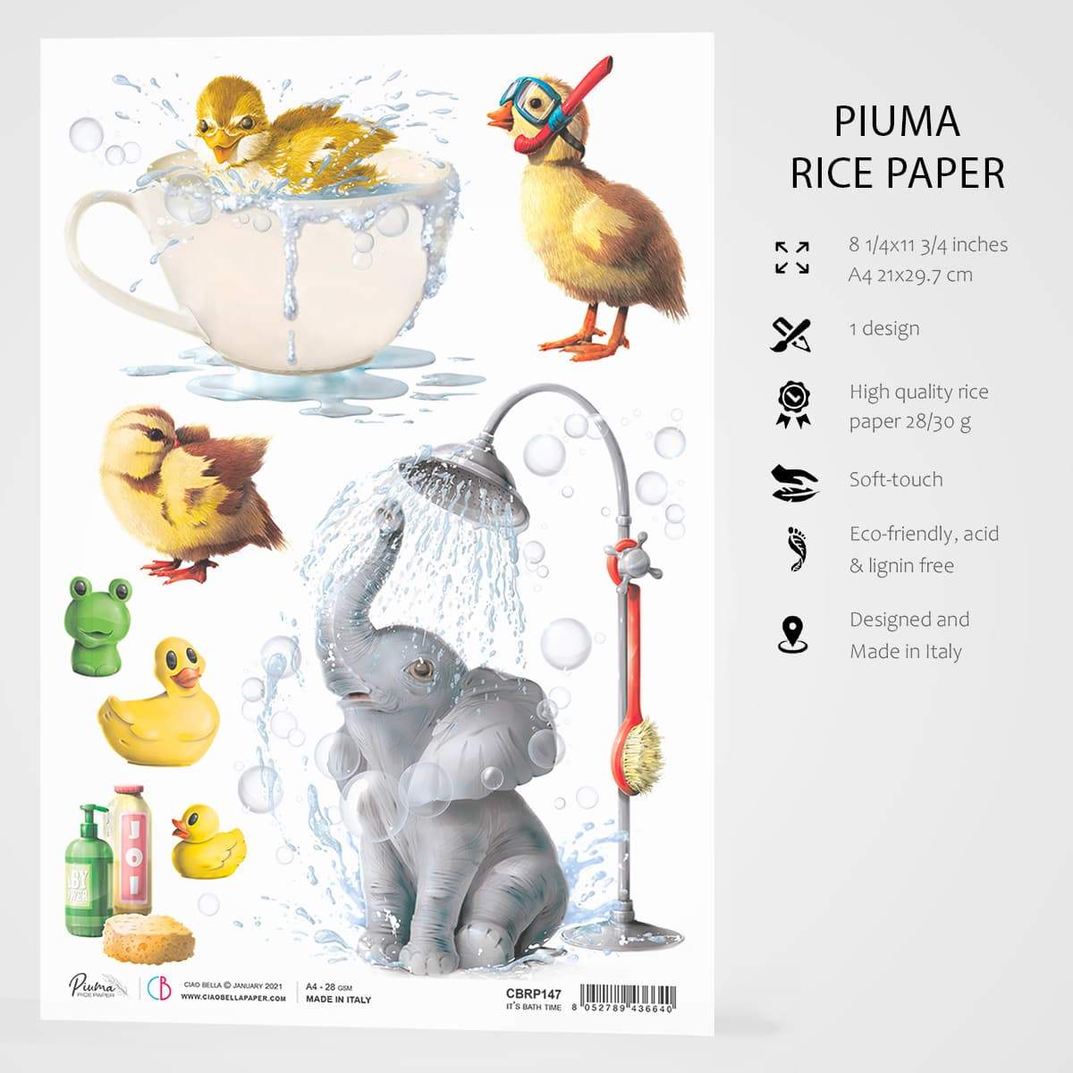 Ciao Bella Rice Paper A4 It's Bath Time-3