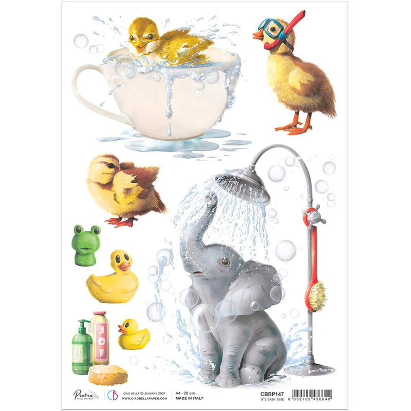 Ciao Bella Rice Paper A4 It's Bath Time-1