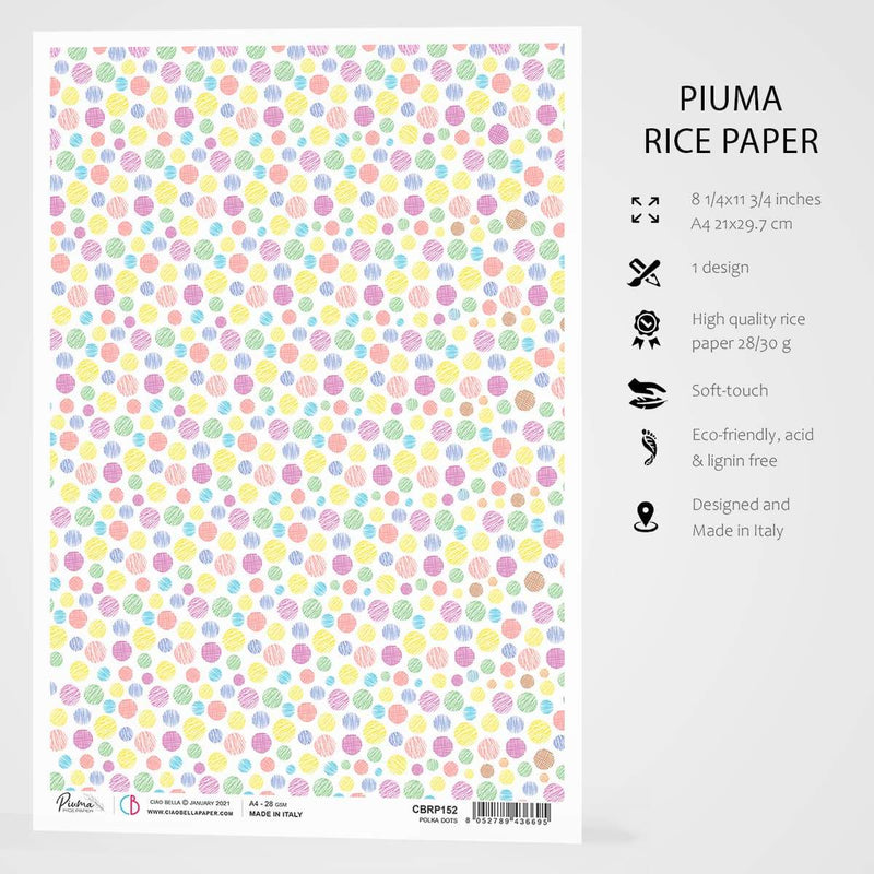 Ciao Bella Rice Paper A4 Polka Dots-3