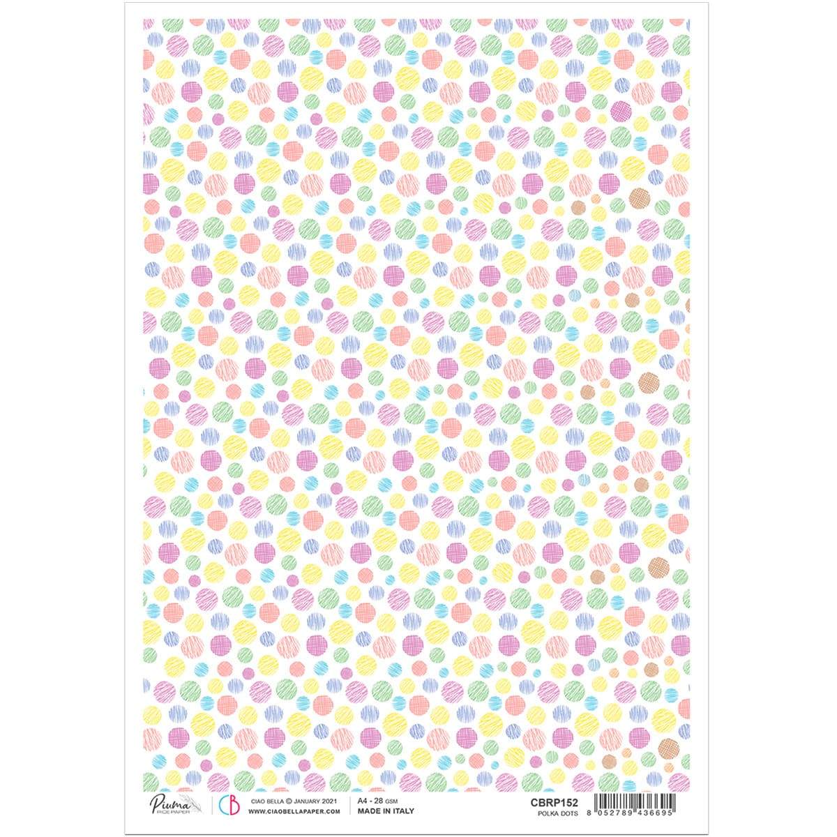 Ciao Bella Rice Paper A4 Polka Dots-1