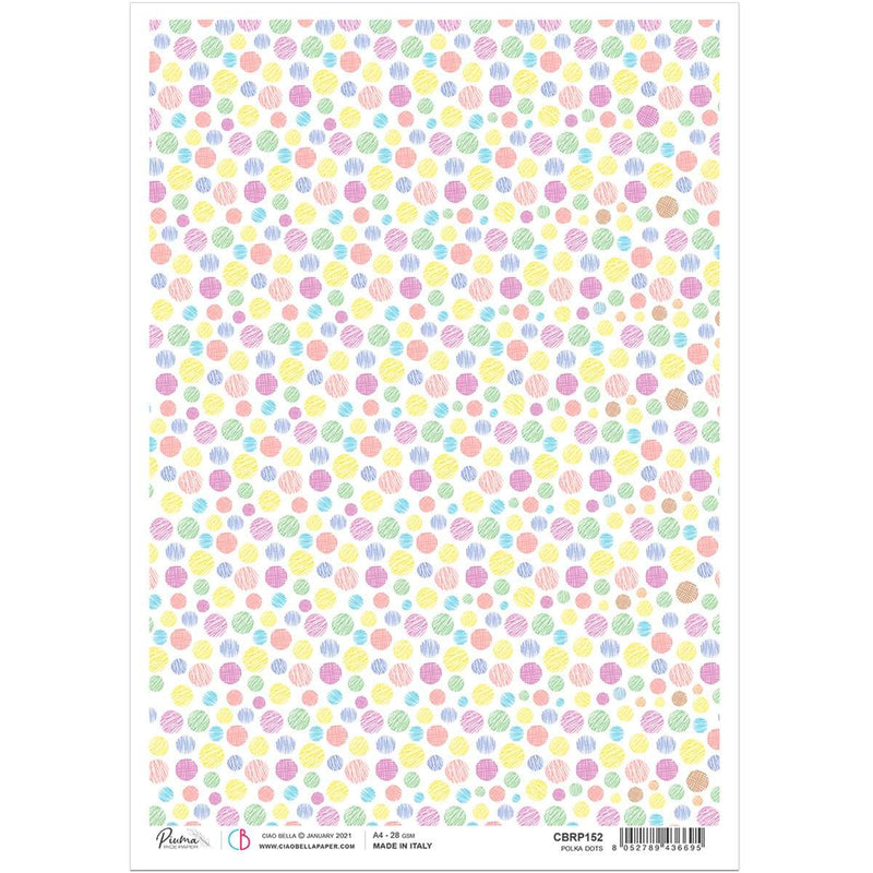 Ciao Bella Rice Paper A4 Polka Dots-1