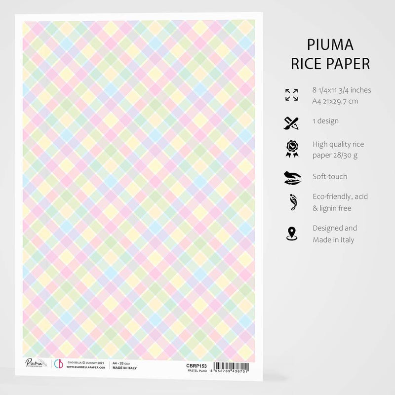 Ciao Bella Rice Paper A4 Pastel Plaid-3