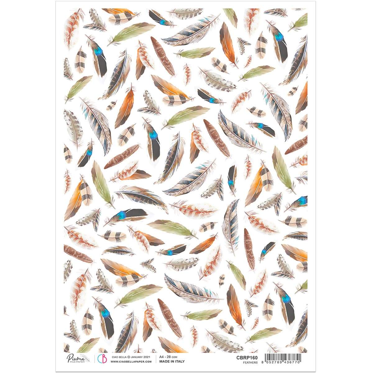 Ciao Bella Rice Paper A4 Feathers-1
