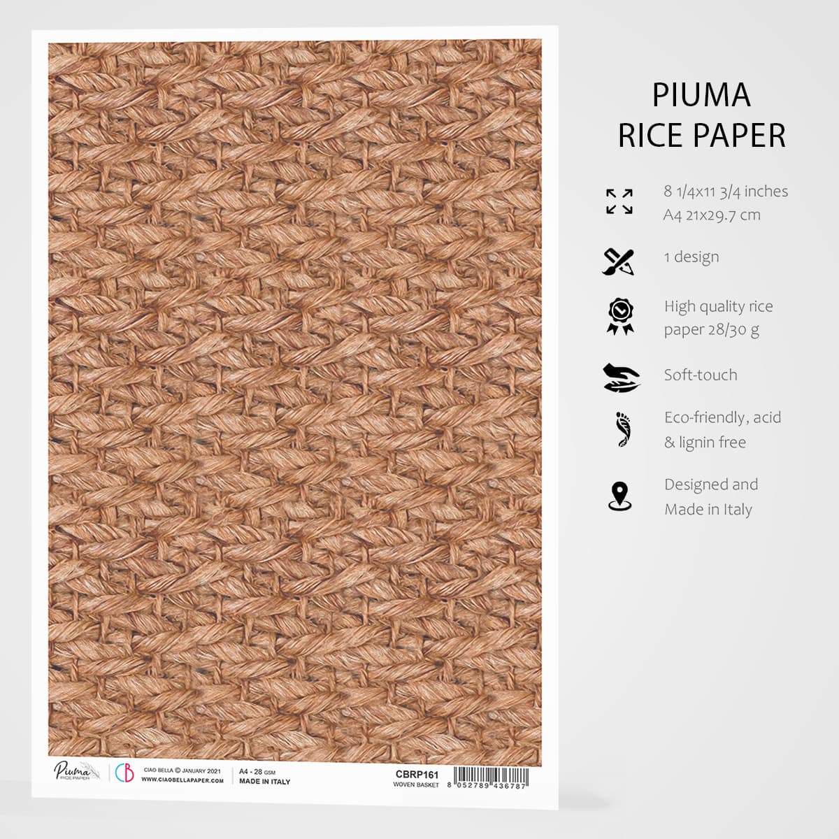 Ciao Bella Rice Paper A4 Woven Basket-3