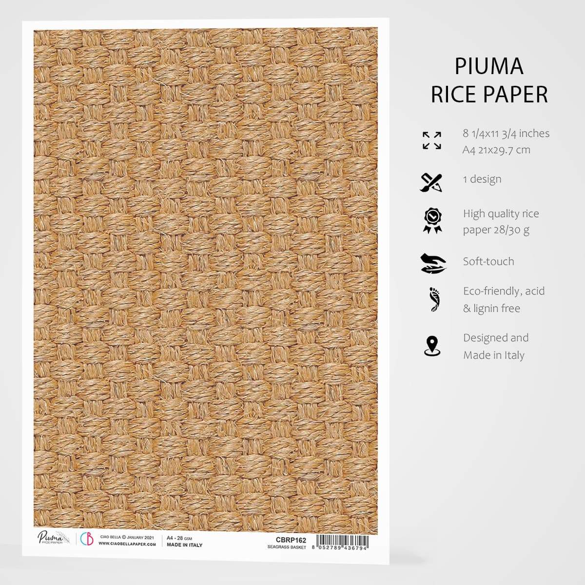 Ciao Bella Rice Paper A4 Seagrass Basket-3