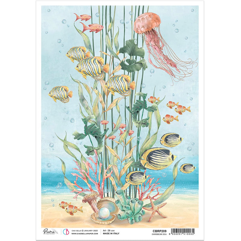 Ciao Bella Rice Paper A4 Caribbean Sea-1