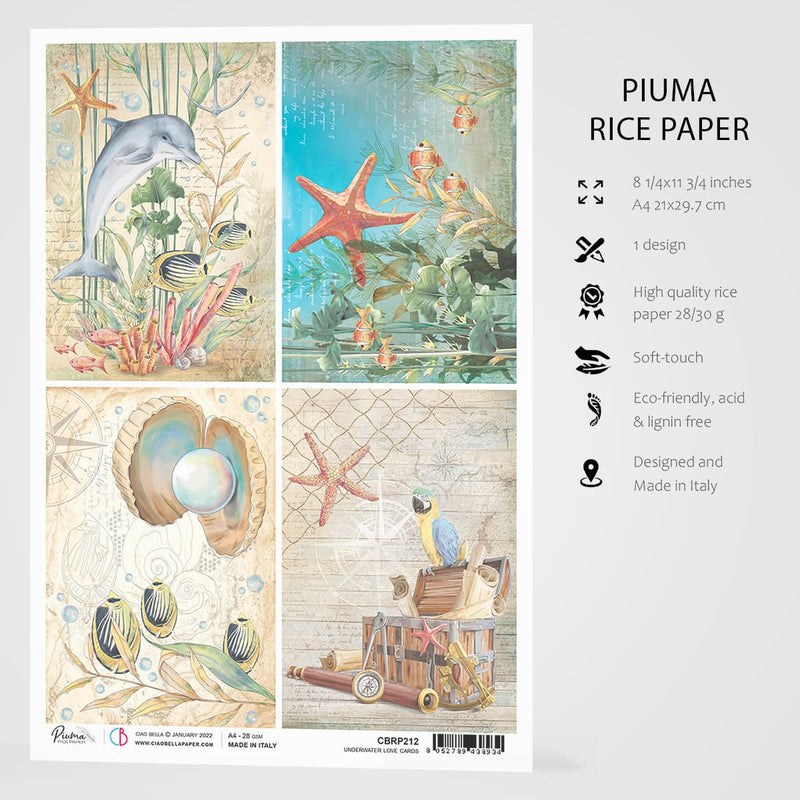 Ciao Bella Rice Paper A4 Underwater Cards-3