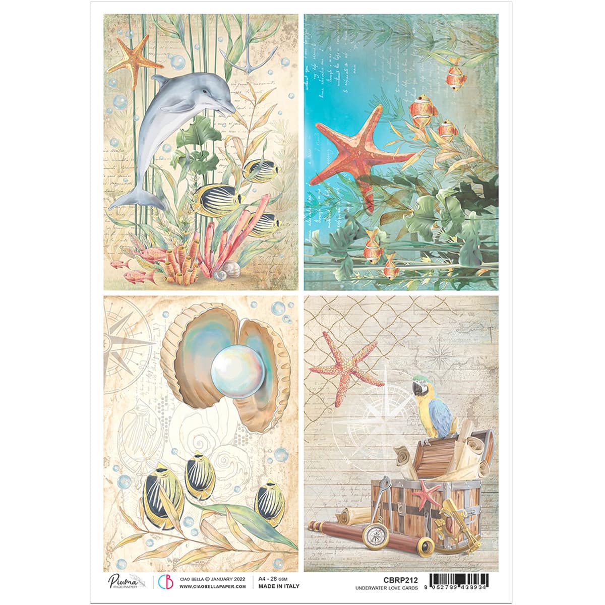 Ciao Bella Rice Paper A4 Underwater Cards-1