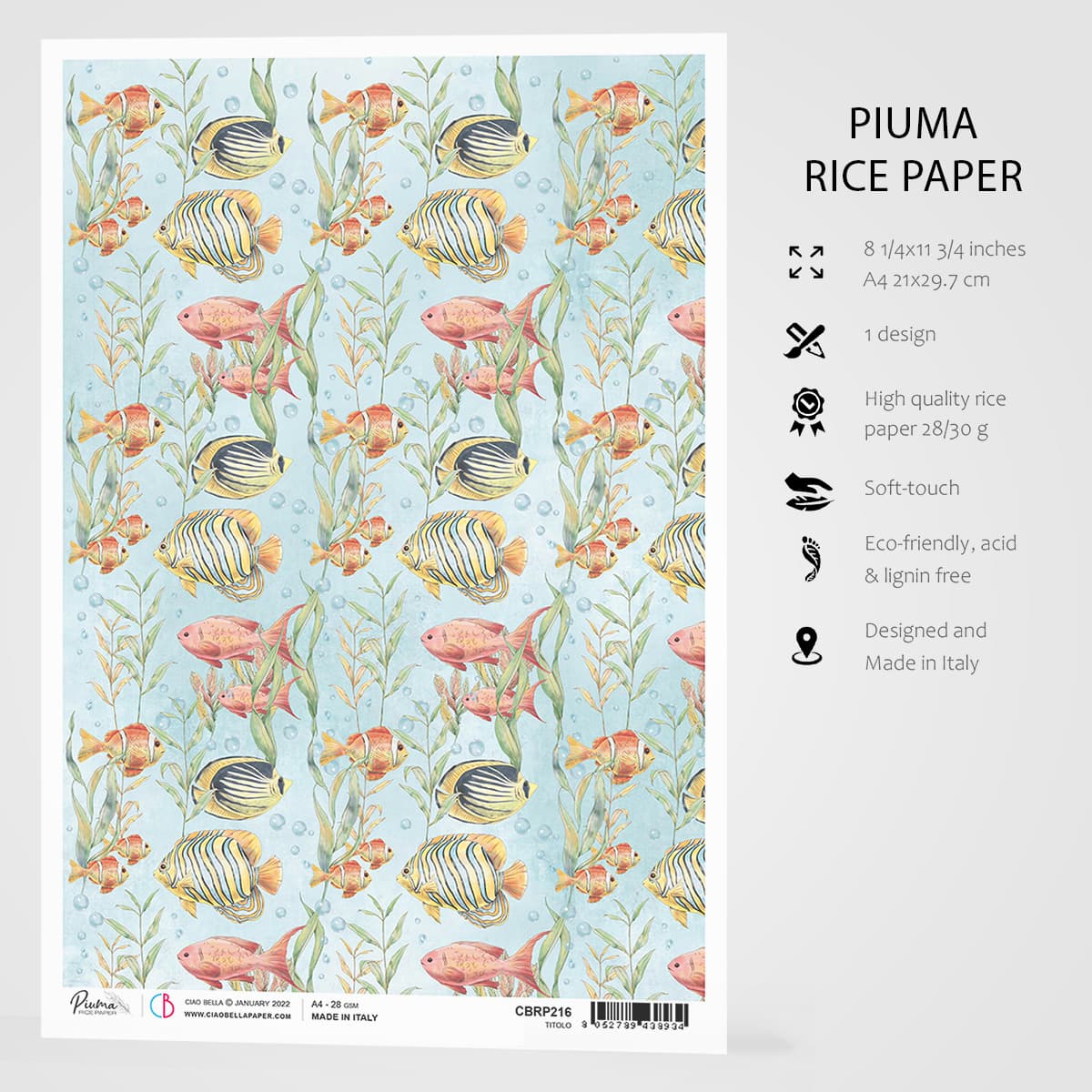 Ciao Bella Rice Paper A4 Fishes-3