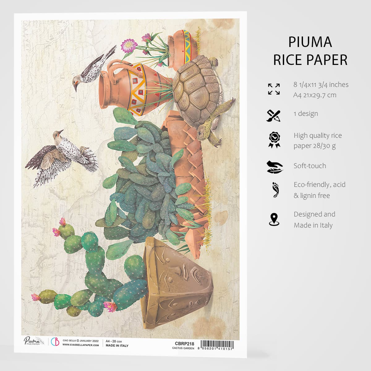 Ciao Bella Rice Paper A4 Cactus Garden-3