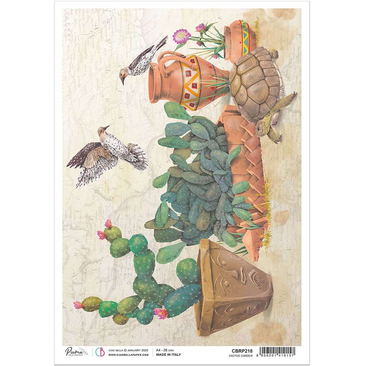 Ciao Bella Rice Paper A4 Cactus Garden-1