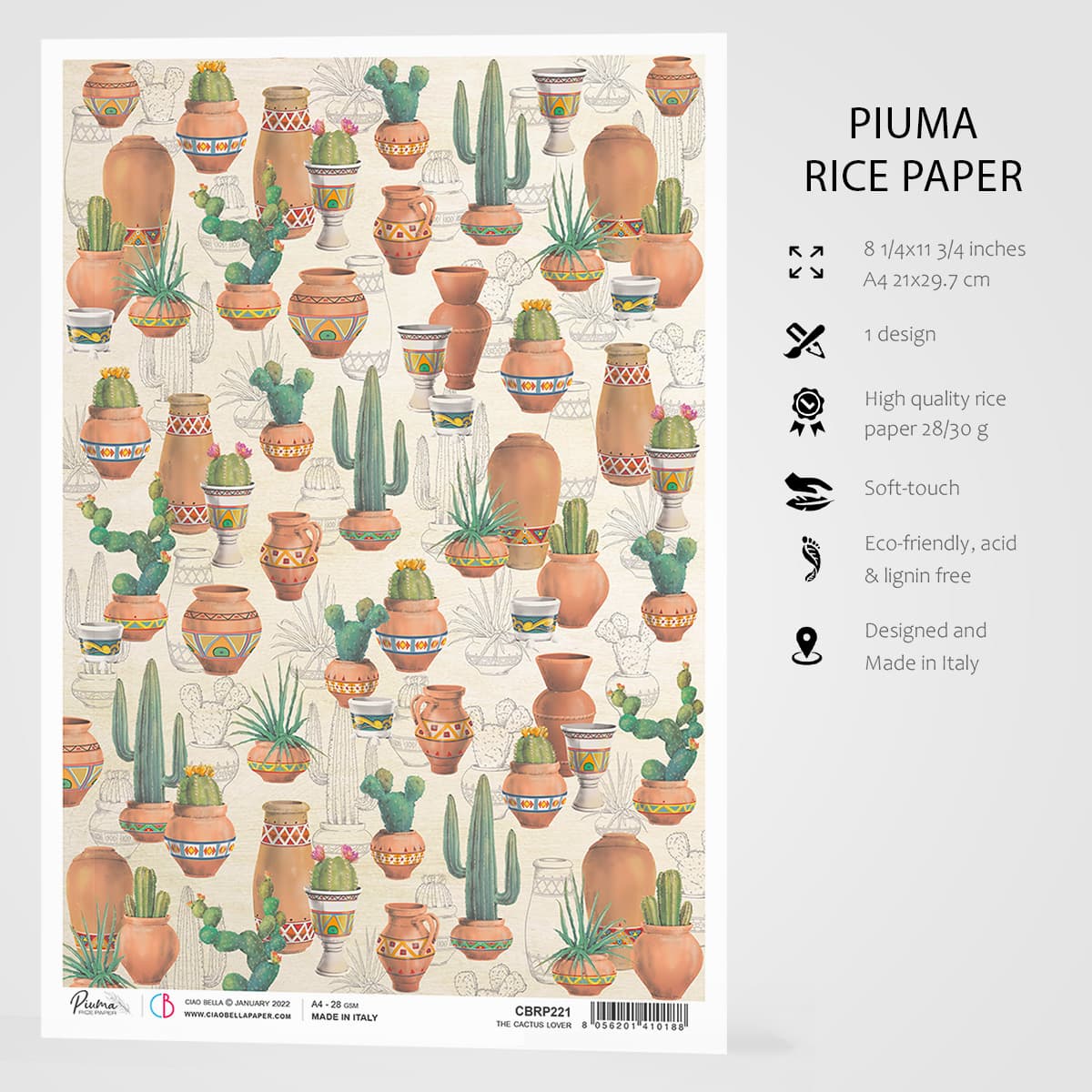 Ciao Bella Rice Paper A4 The Cactus Lover-3