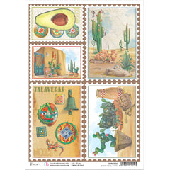 Ciao Bella Rice Paper A4 Sonora Postal Stamps-1