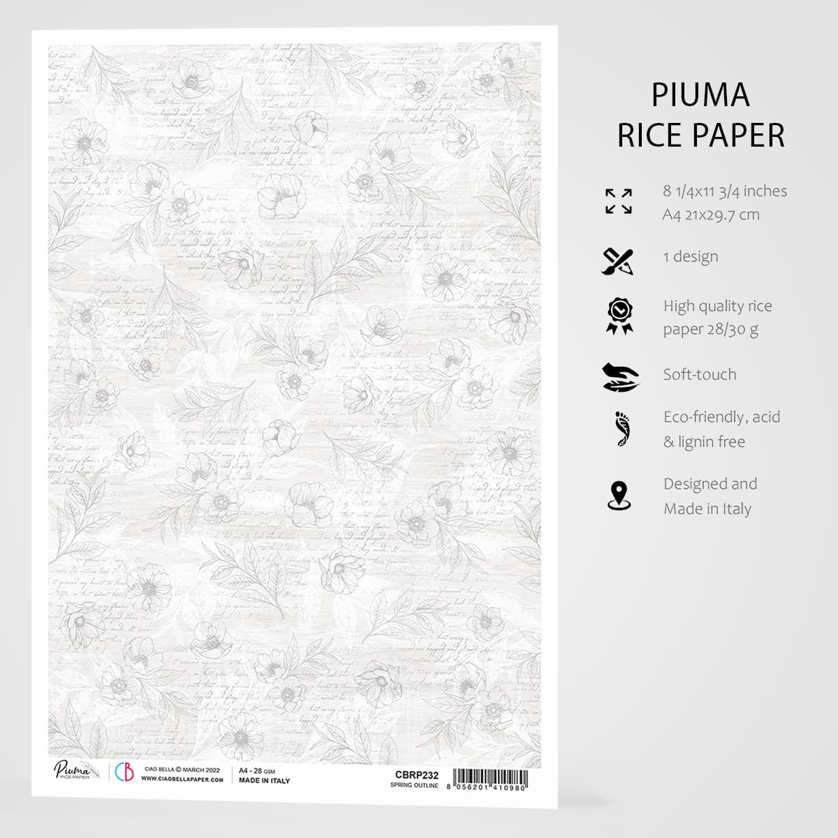 Ciao Bella Rice Paper A4 Spring Outline-3