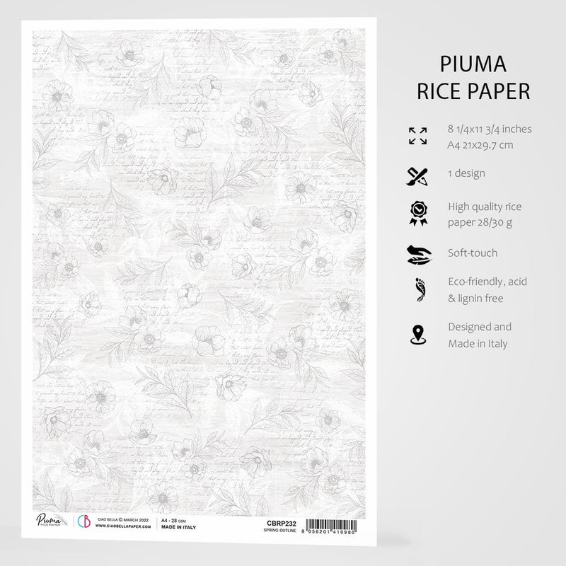 Ciao Bella Rice Paper A4 Spring Outline-3