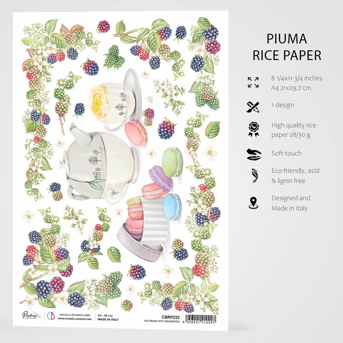 Ciao Bella Rice Paper A4 Tea Break With Macarons-3