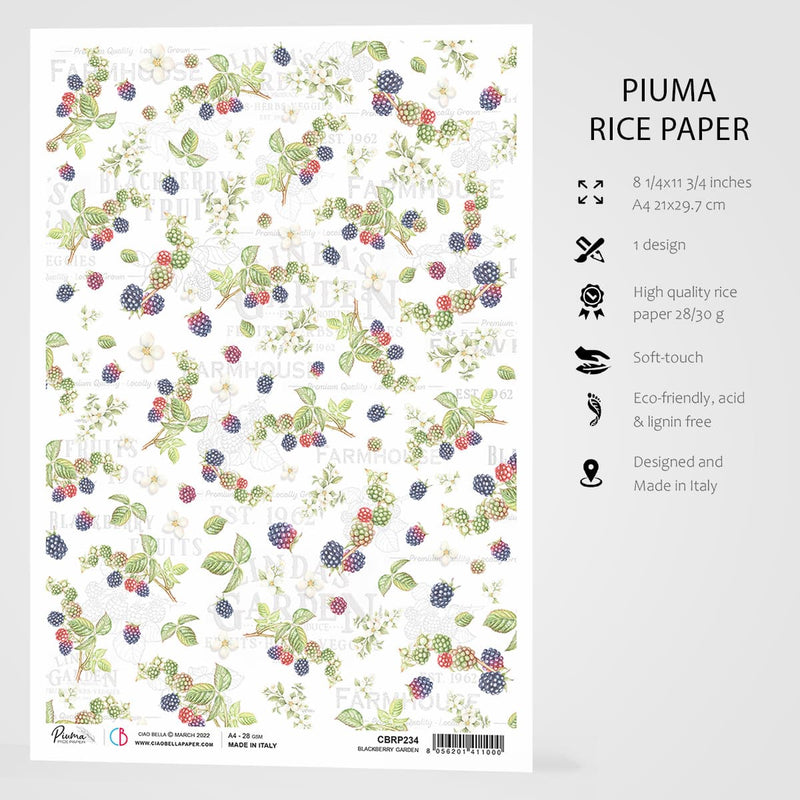 Ciao Bella Rice Paper A4 Blackberry Garden-3