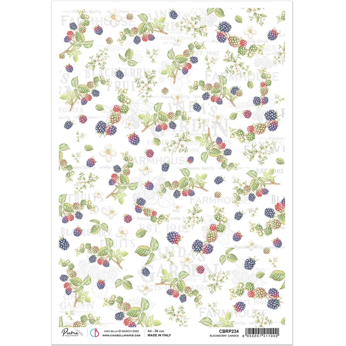 Ciao Bella Rice Paper A4 Blackberry Garden-1