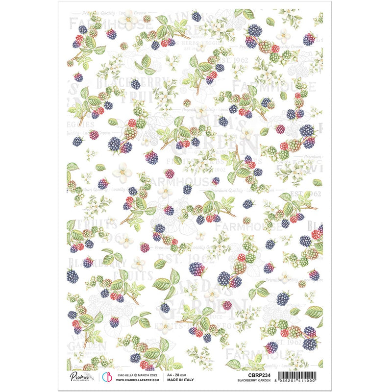 Ciao Bella Rice Paper A4 Blackberry Garden-1
