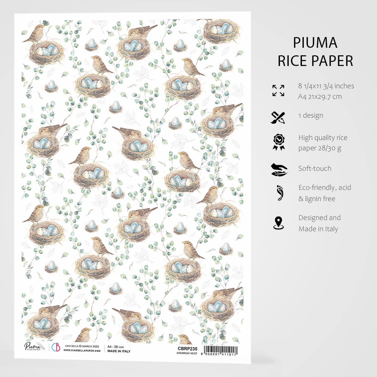 Ciao Bella Rice Paper A4 Sparrow Nest-3