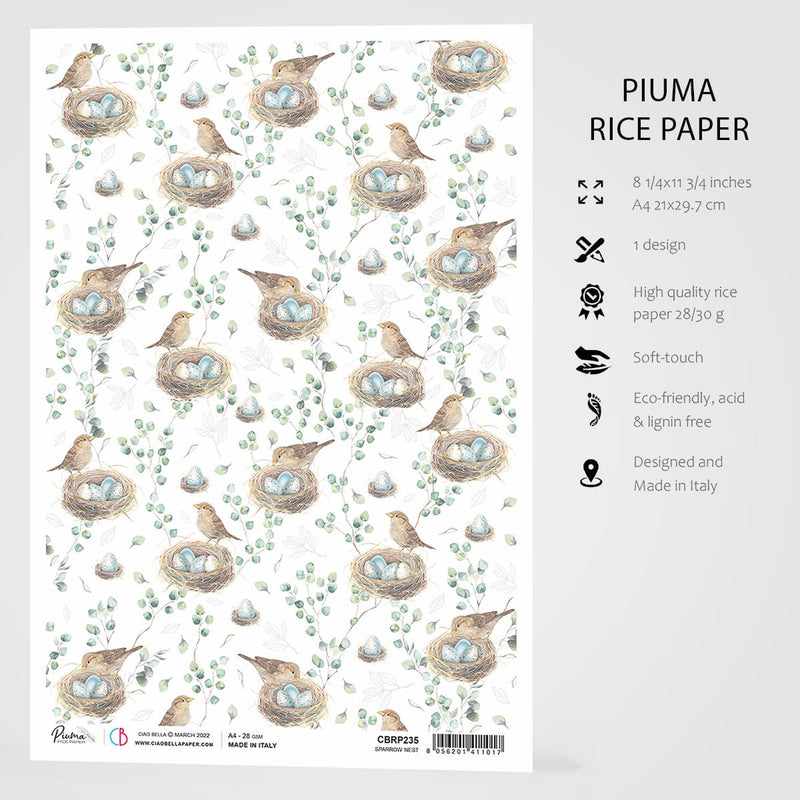Ciao Bella Rice Paper A4 Sparrow Nest-3