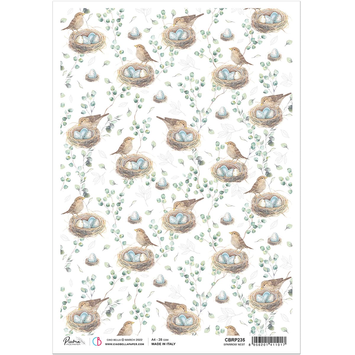 Ciao Bella Rice Paper A4 Sparrow Nest-1