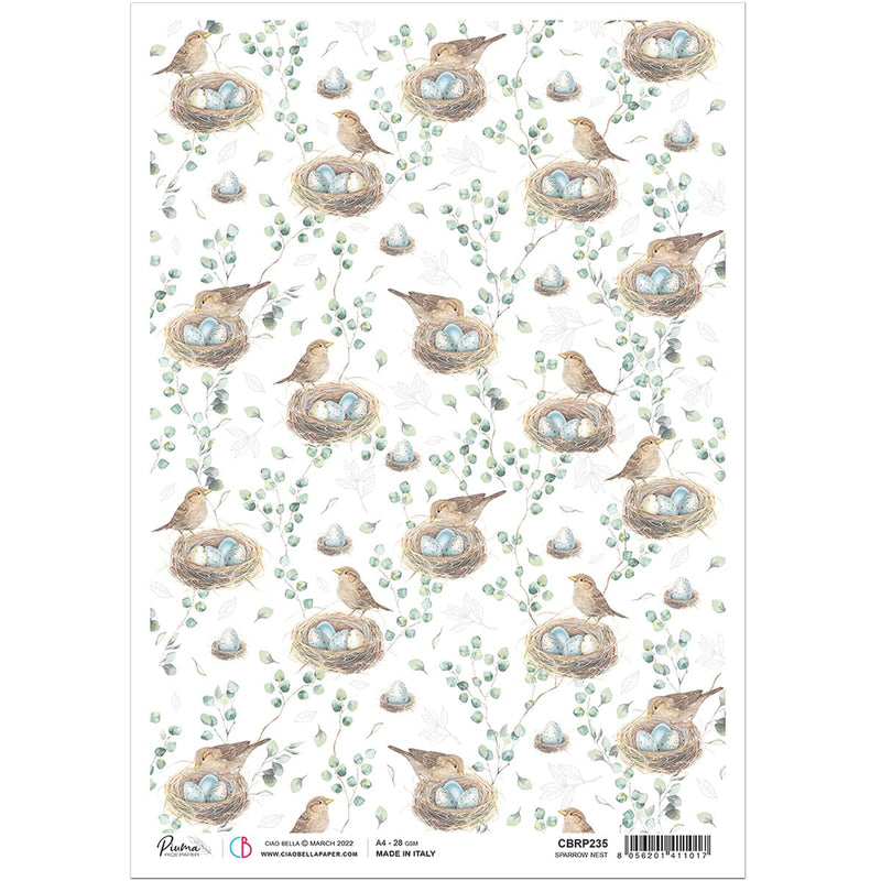 Ciao Bella Rice Paper A4 Sparrow Nest-1