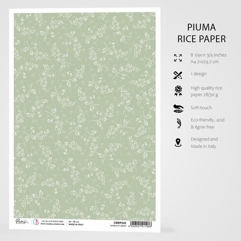 Ciao Bella Rice Paper A4 Shades Of Green-3