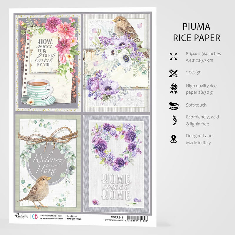Ciao Bella Rice Paper A4 Sparrow Hill Cards-3