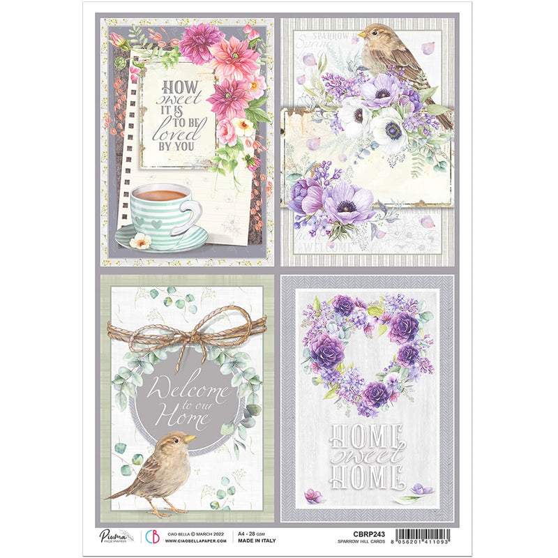 Ciao Bella Rice Paper A4 Sparrow Hill Cards-1