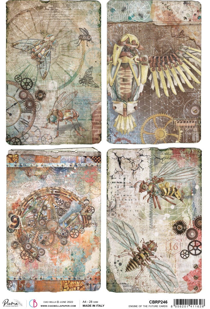 Ciao Bella Rice Paper A4 Piuma Engine Of The Future Cards - 5 Sheets-1