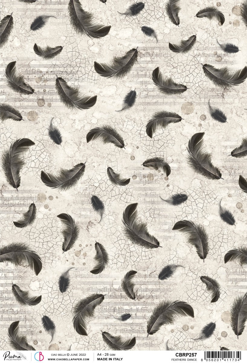 Ciao Bella Rice Paper A4 Piuma Feathers Dance - 5 Sheets-1