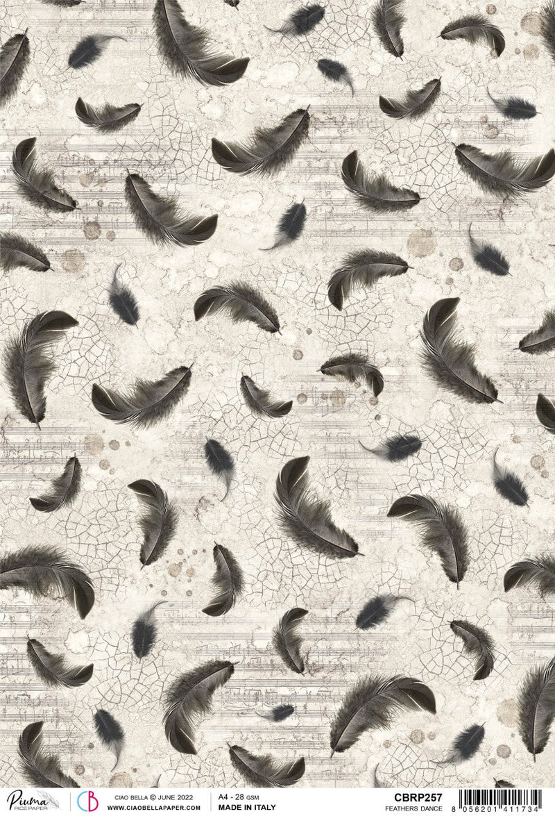 Ciao Bella Rice Paper A4 Piuma Feathers Dance - 5 Sheets-1