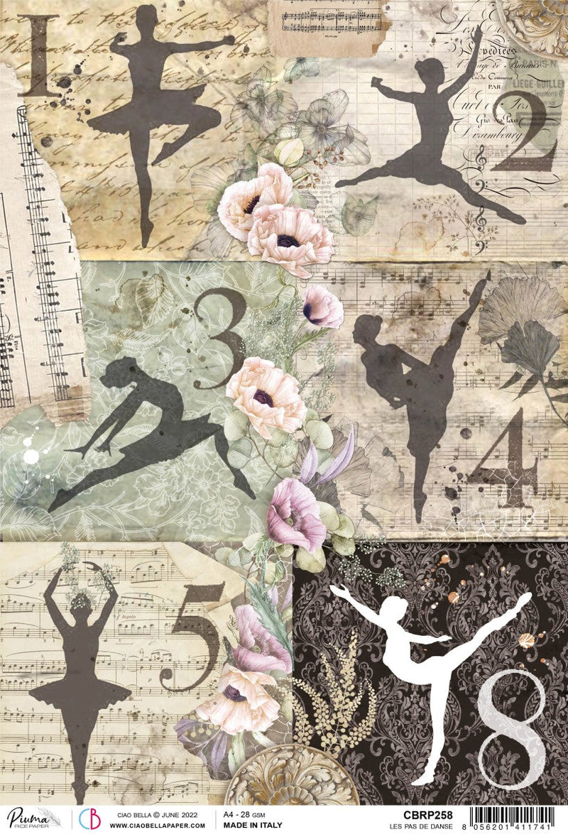 Ciao Bella Rice Paper A4 Piuma Les Pas de Danse - 5 Sheets-1
