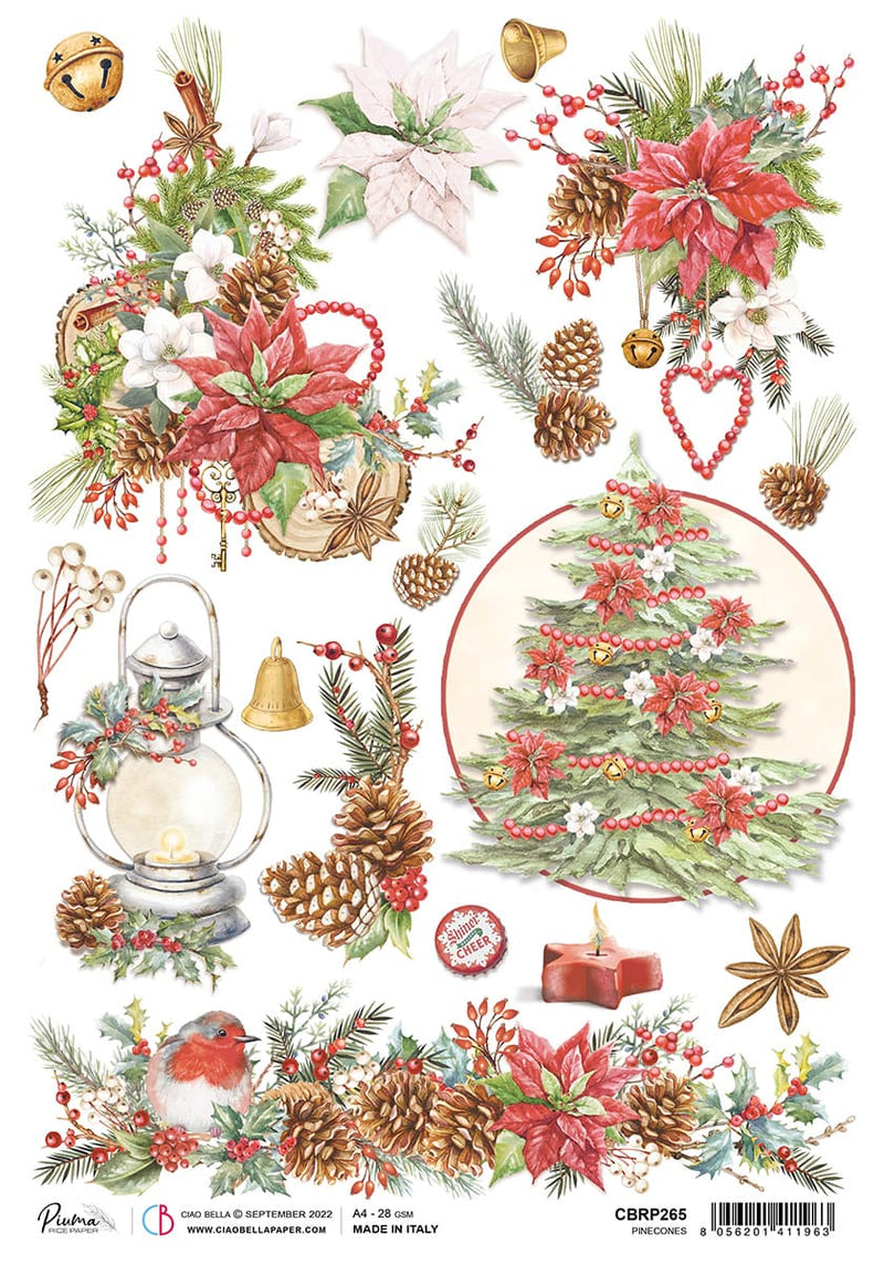Rice Paper A4 Piuma Pinecones - 5 Sheets-1